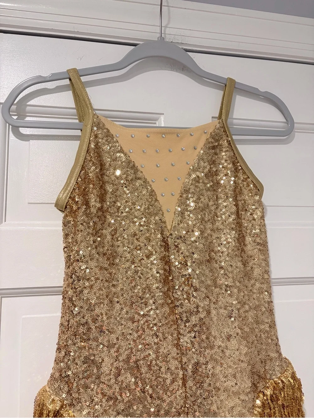 Weissman Little Swing Gold Sequin Fringe Jazz Dance Costume Adult Small (SA)